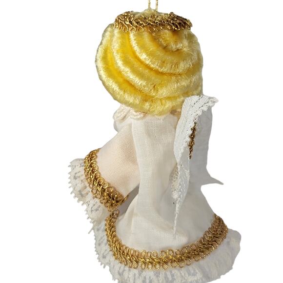 Vintage Angel Doll Ornament with Lace and Gold Trim - Picture 7 of 14